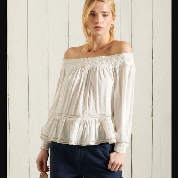 NWT Superdry Ameera Off The Shoulder Top Size 6 - Picture 1 of 15